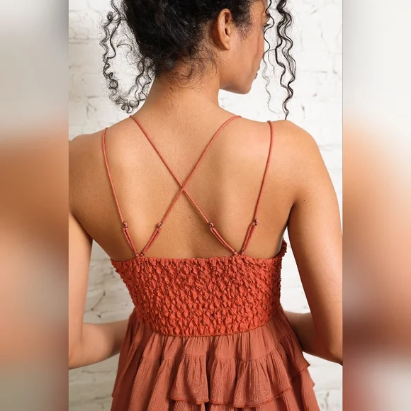 New! Intimately Free People Rust Color Adella Camisole Crochet Lace Top Size S - Picture 12 of 16